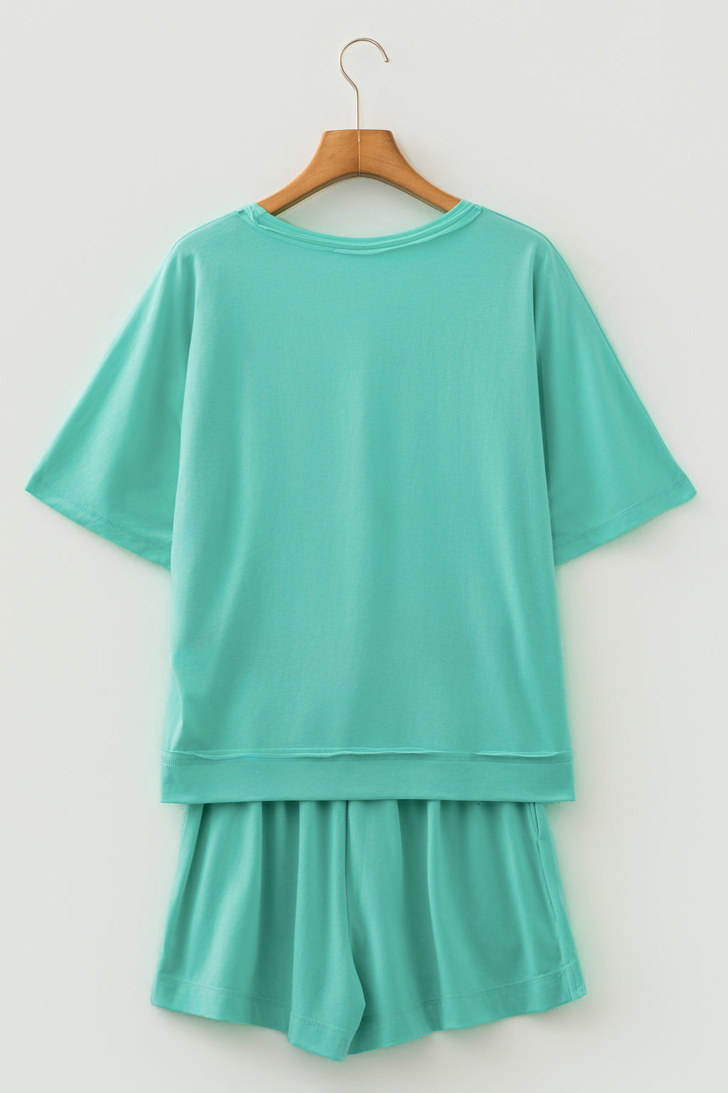 Strawberry Pink Raw Edge Patch Pocket Oversized Top and Shorts Set