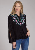 Roper 2335 Poly Velvet (Black) - Women's Western Blouse