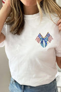 White Patriotic Coquette Flag Sequin Graphic Tee