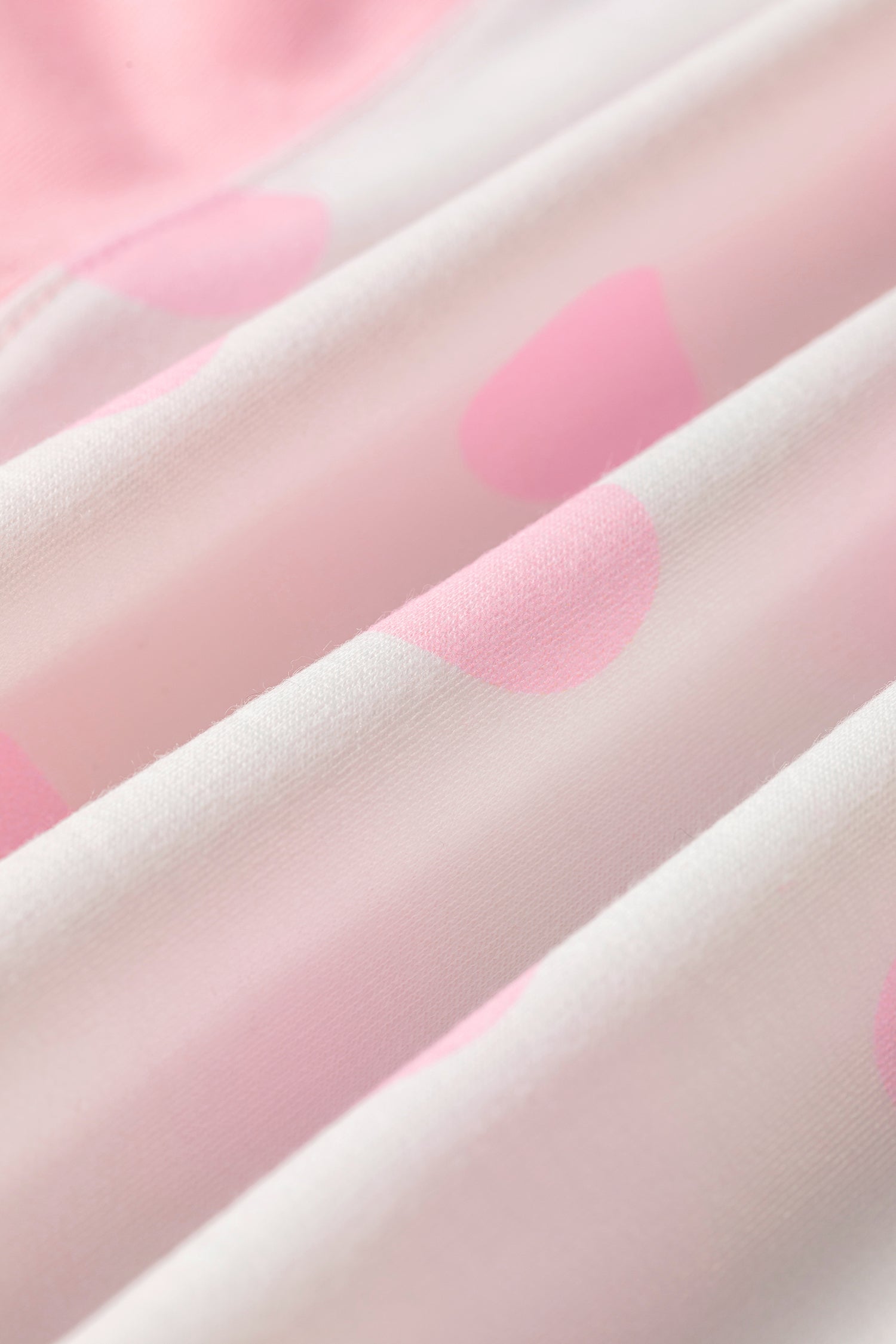 Pink Color Block Patchwork Polka Dot Wide Leg Pant Set