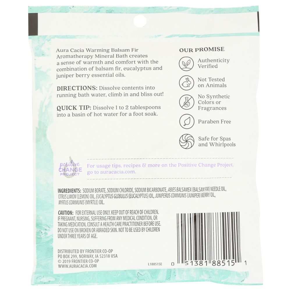 AURA CACIA: Aromatherapy Mineral Bath Warming Balsam Fir, 2.5 Oz