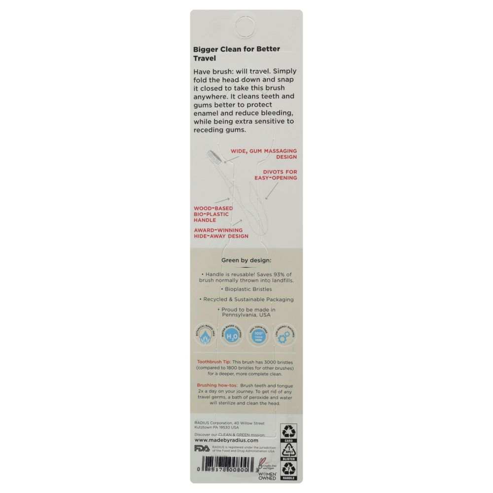 RADIUS: Travel Brush Soft, 1 ea
