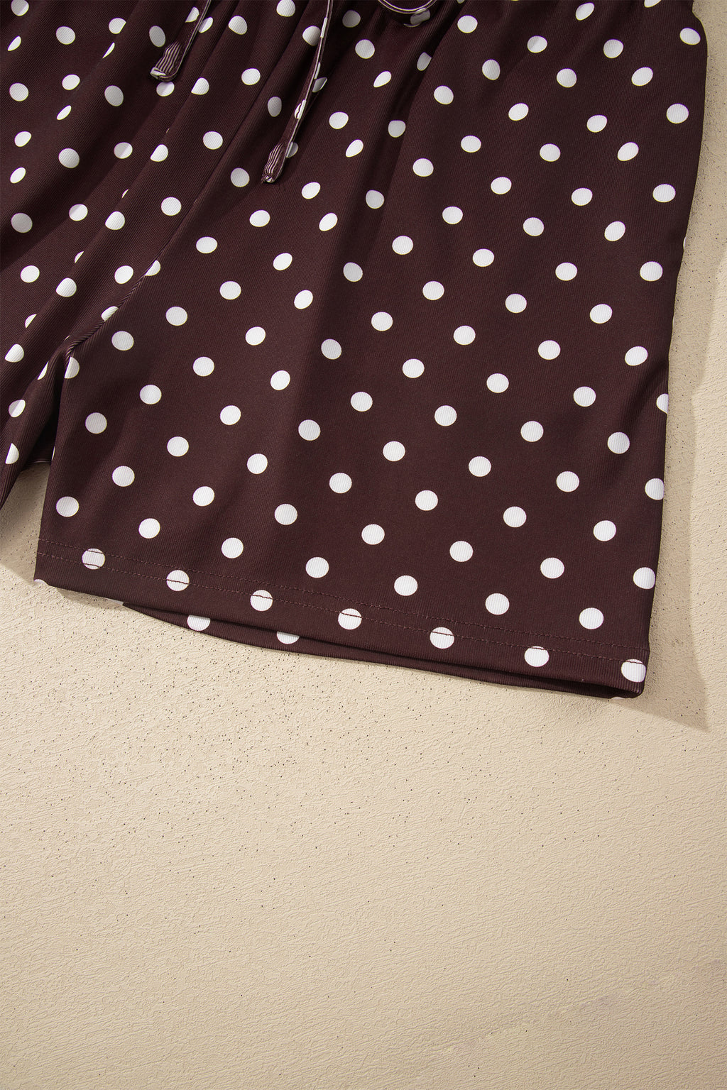 Pink Polka Dot Halter Tank Drawstring Elastic Waist Short Set