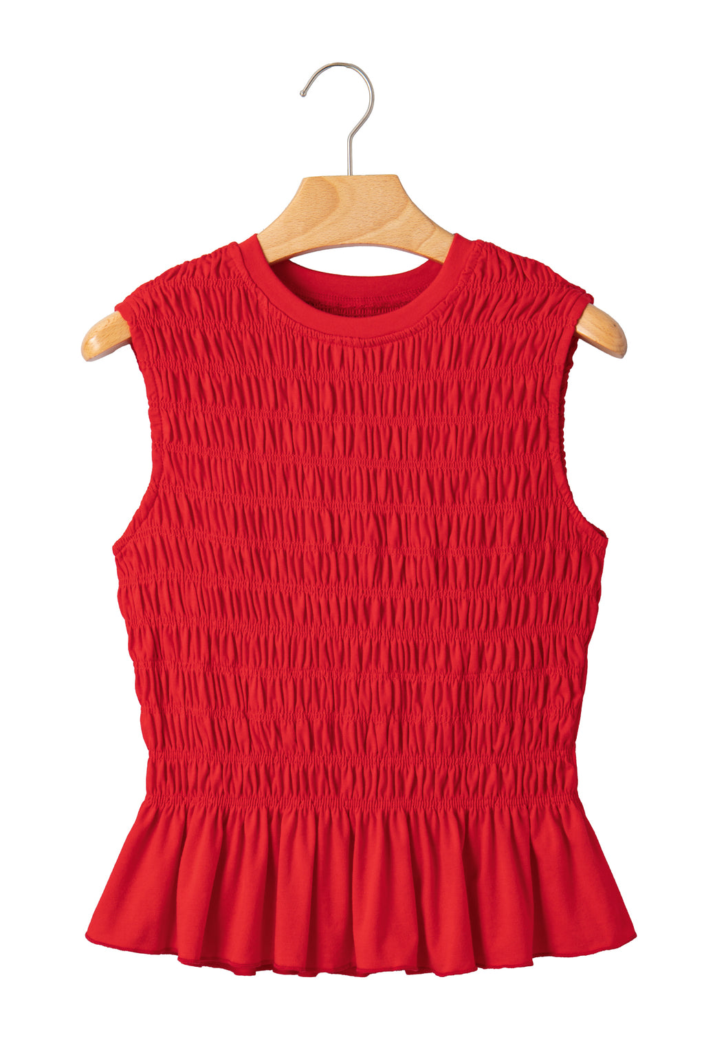 Smoke Gray Shirred Slim Fit Ruffle Hem Tank Top