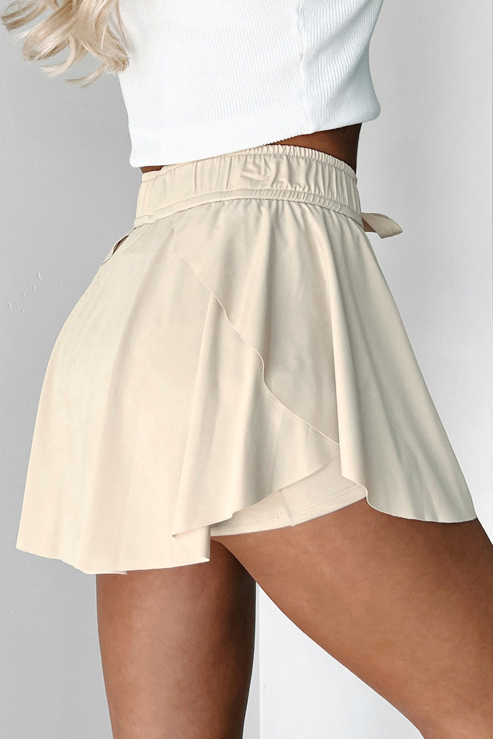 Dark Blue Drawstring Elastic Waistband Lined Tennis Skorts