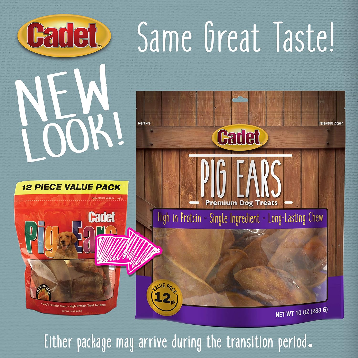 Cadet Natural Pig Ears for Dogs 100% Pork Oven Roasted Dental Chews 12 Pack