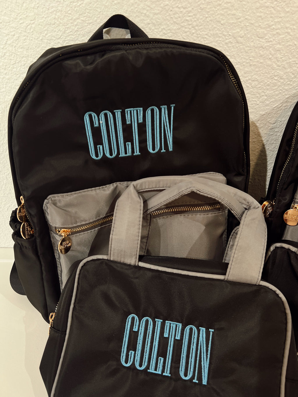 Black + Grey Colorblock Backpack PLAIN NO EMBROIDERY