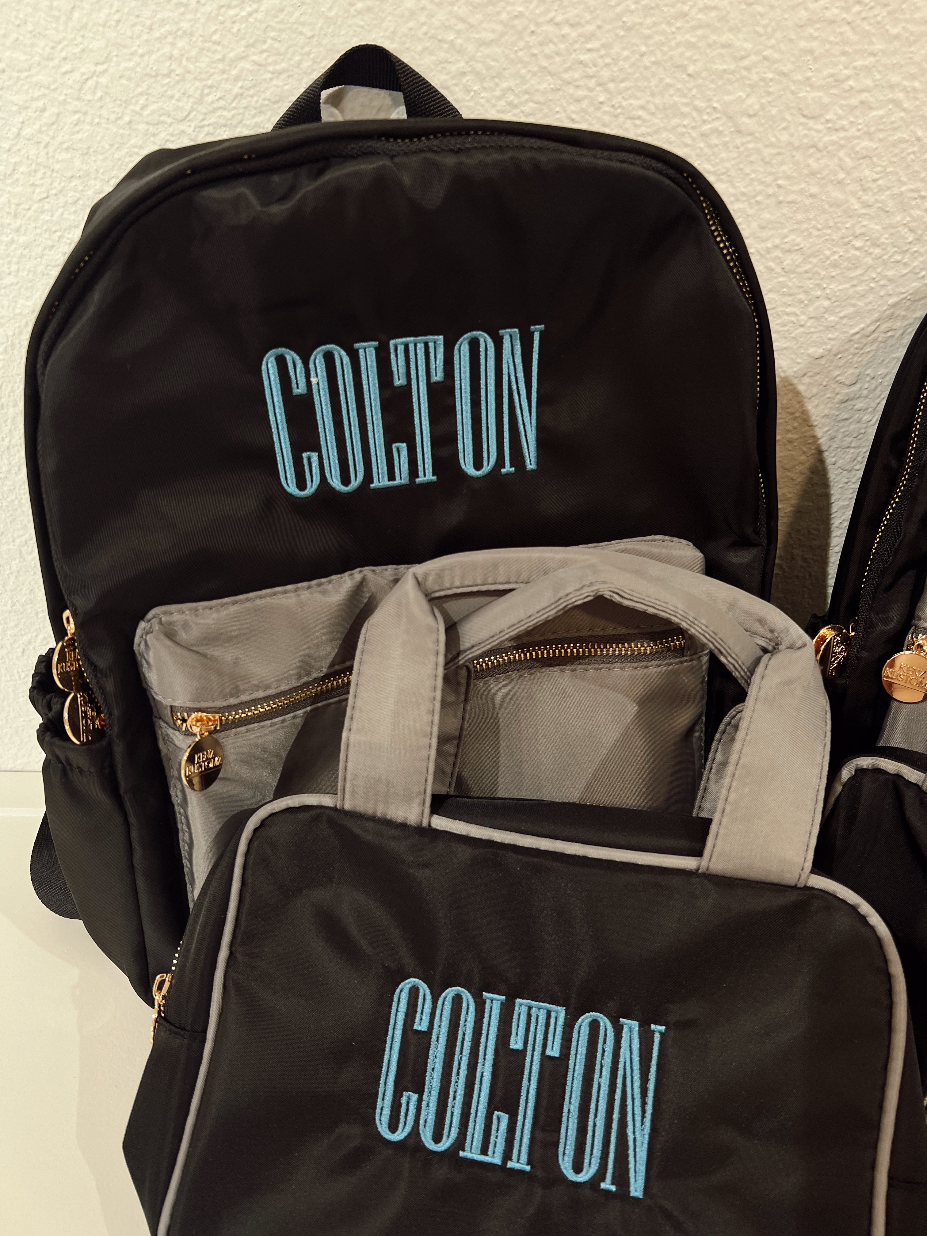 Black + Grey Colorblock Backpack PLAIN NO EMBROIDERY