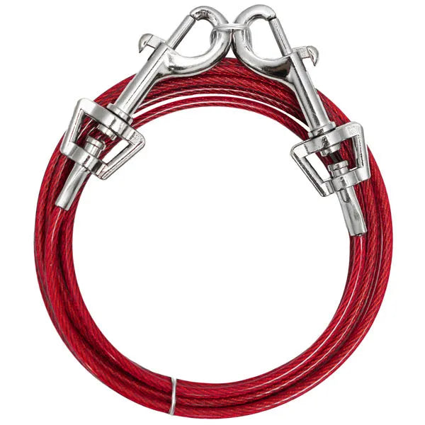 Boss Pet Tie-Out Cable for Large Dogs Up to 60lb 30ft Twin Swivel w/ Spring