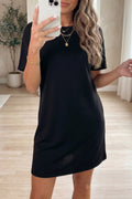 Black Bow Decor Backless Short Sleeve Shift Mini Dress