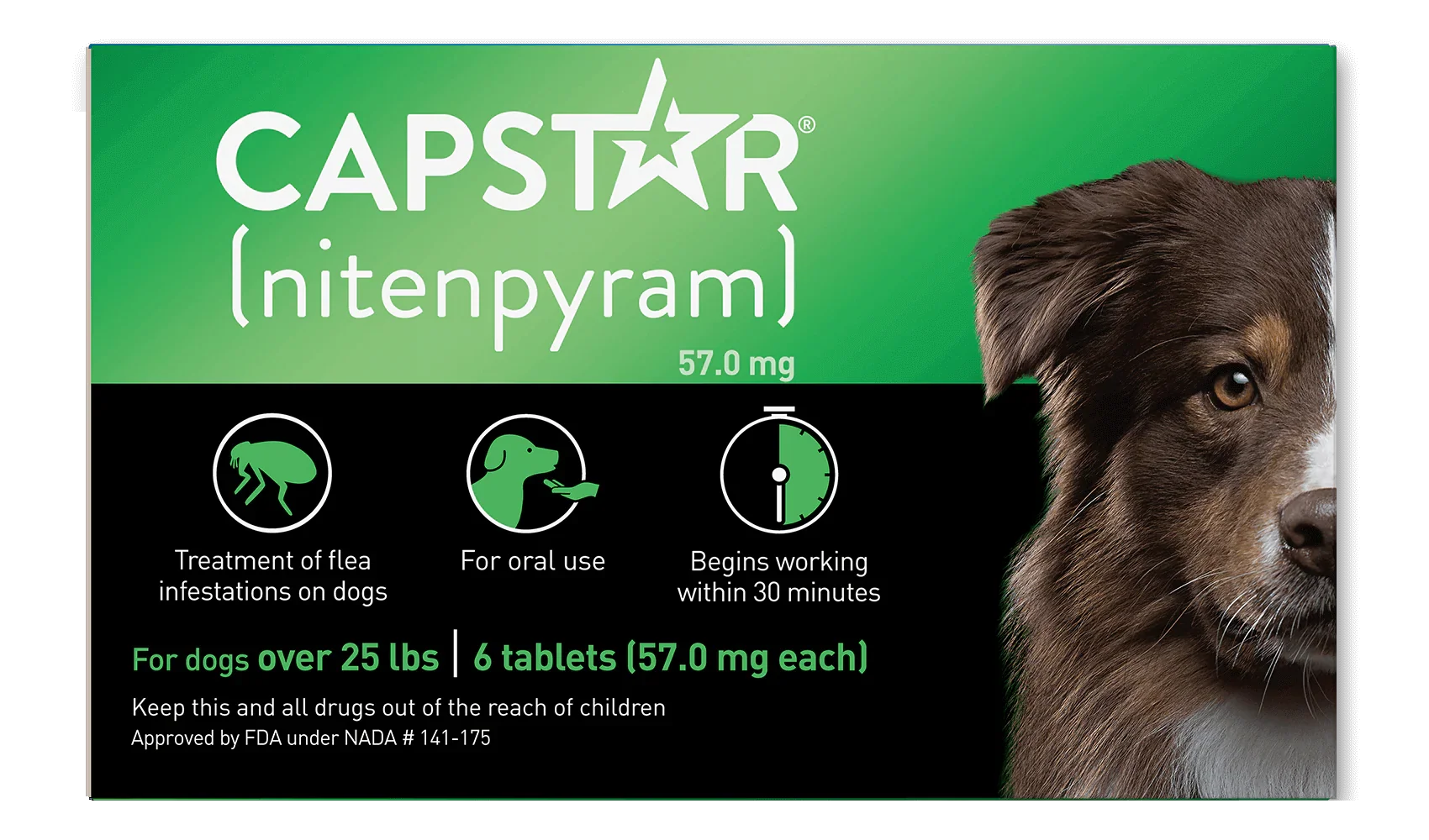Capstar Flea Tablets Oral Treatment for Dogs 25.1-125 lb 6 Doses Fast Acting