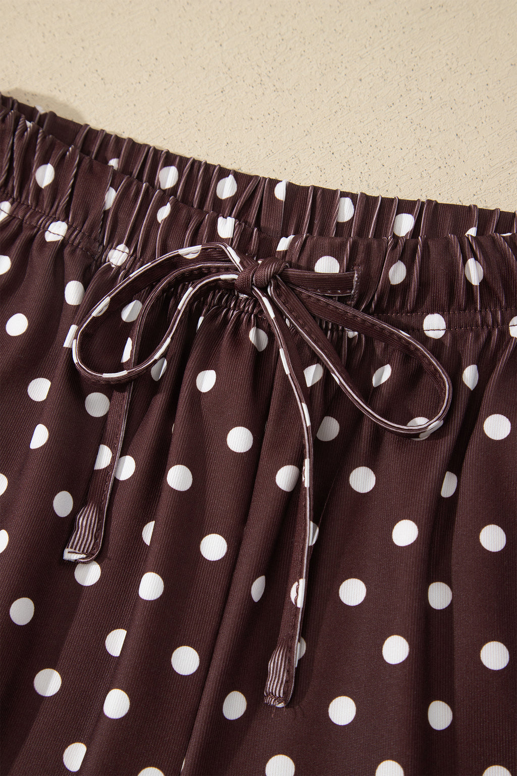 Pink Polka Dot Halter Tank Drawstring Elastic Waist Short Set