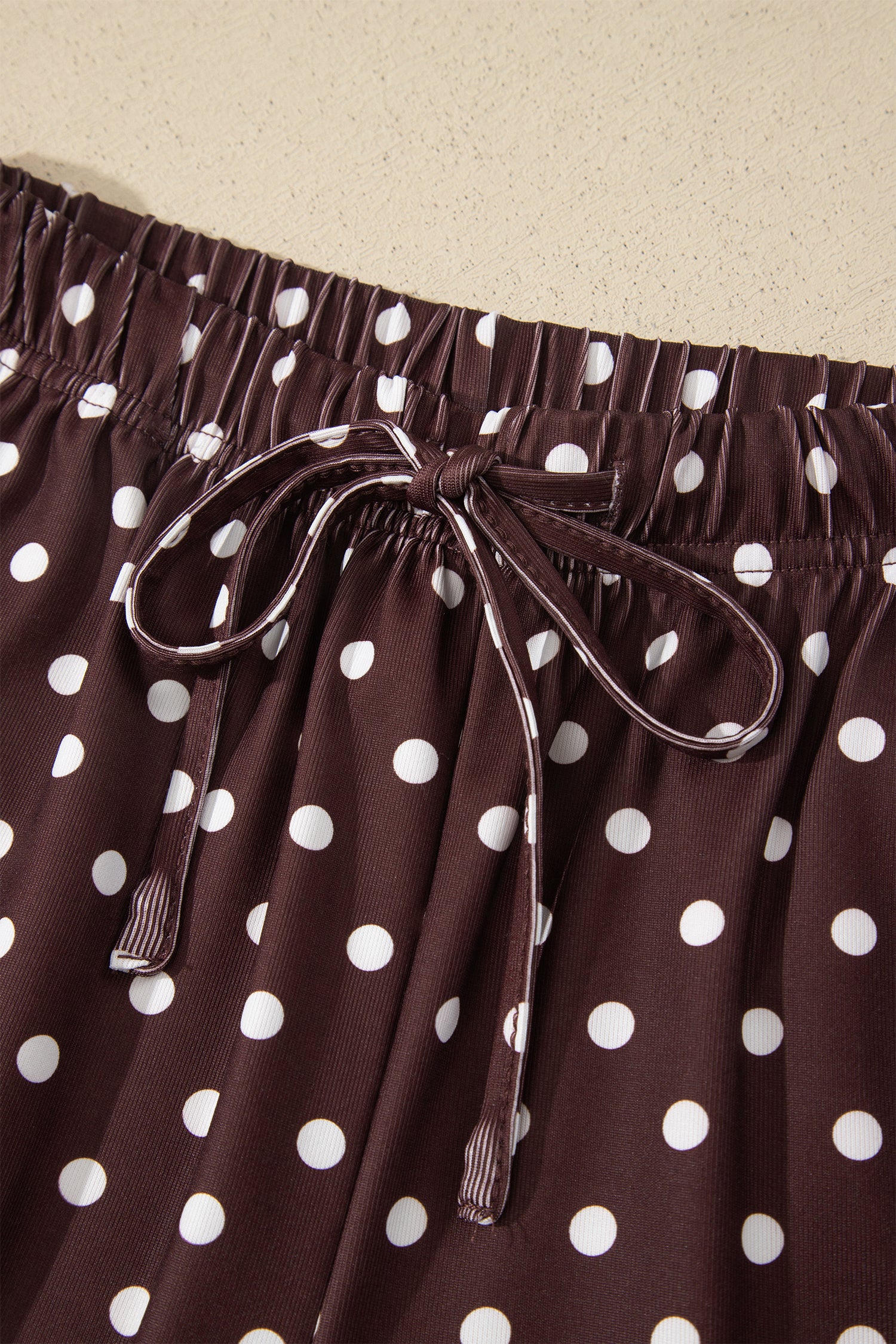Pink Polka Dot Halter Tank Drawstring Elastic Waist Short Set
