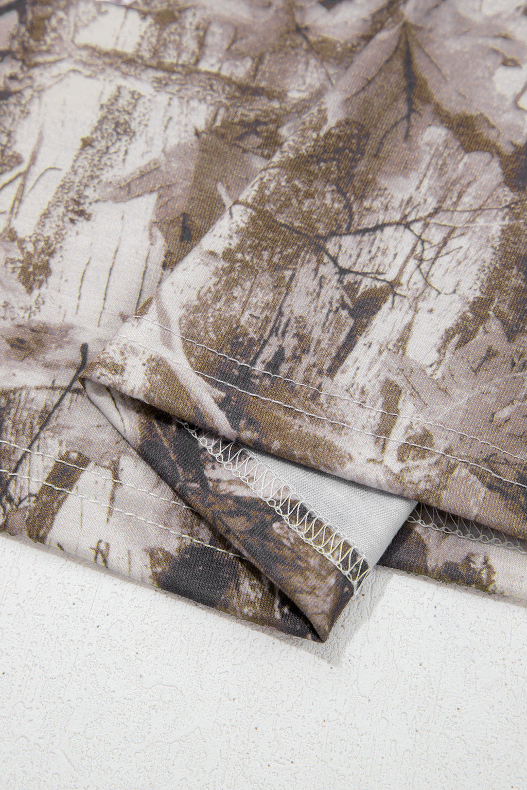 Khaki Plus Size Woodland Camouflage Print T Shirt