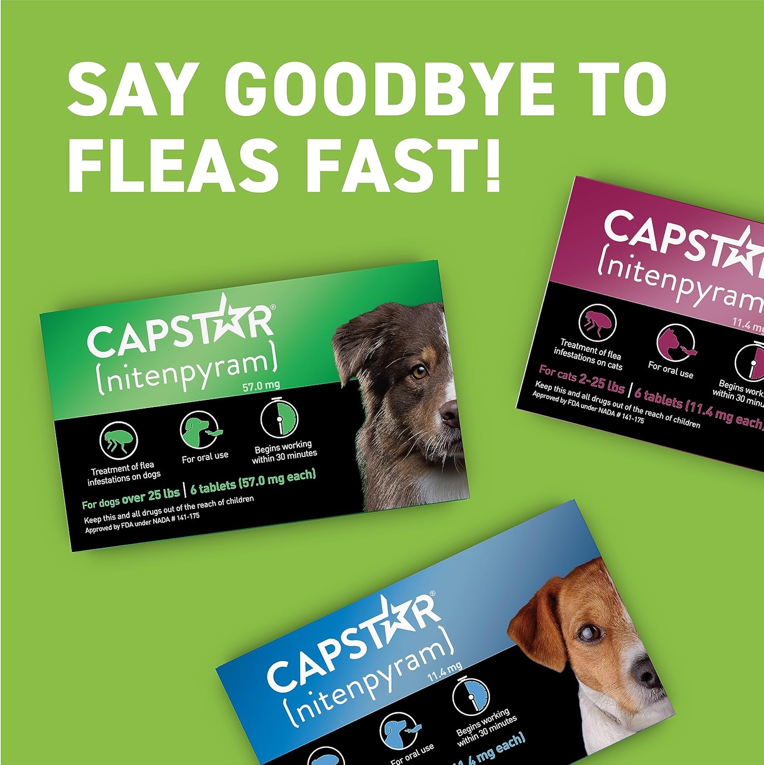 Capstar Flea Tablets Oral Treatment for Dogs 25.1-125 lb 6 Doses Fast Acting