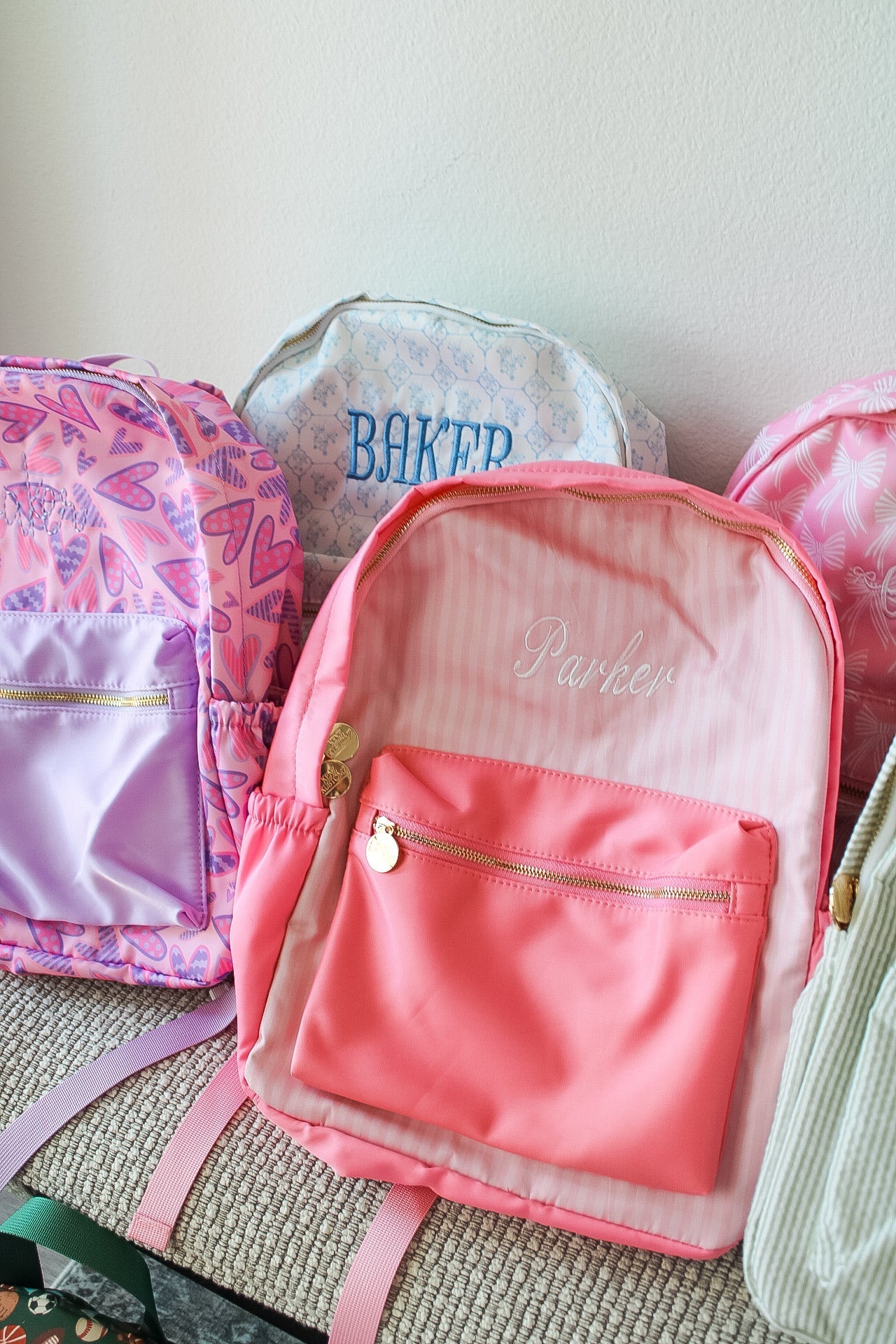 Pink Stripe Backpack -PLAIN NO EMBROIDERY