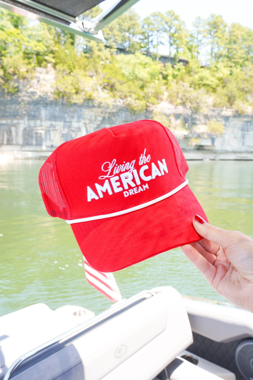 Living the American Dream - Red Vintage Trucker Hat