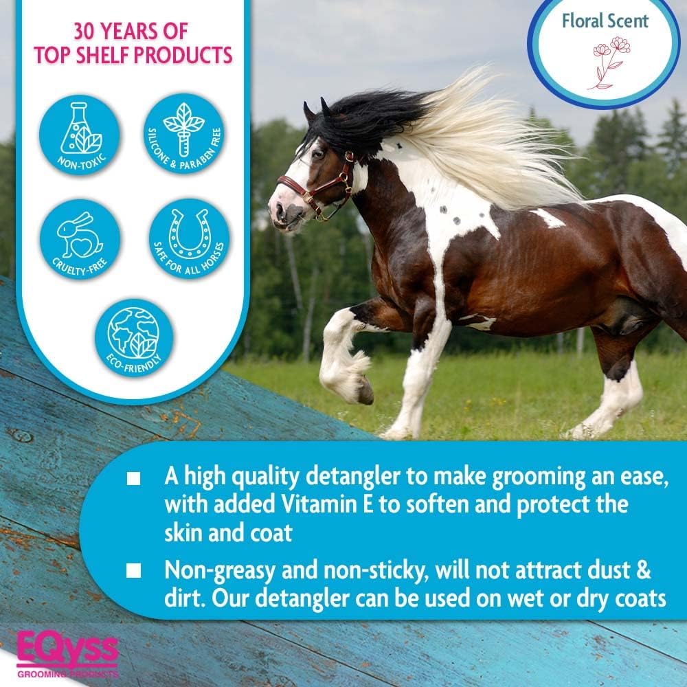 EQyss Survivor Mane & Tail Detangler 8 oz. Safe for Foals Mares Ponies & Horses