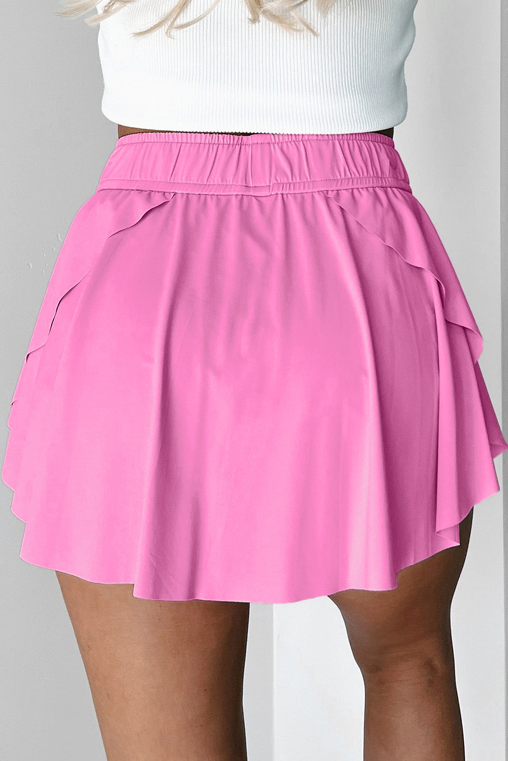 Dark Blue Drawstring Elastic Waistband Lined Tennis Skorts