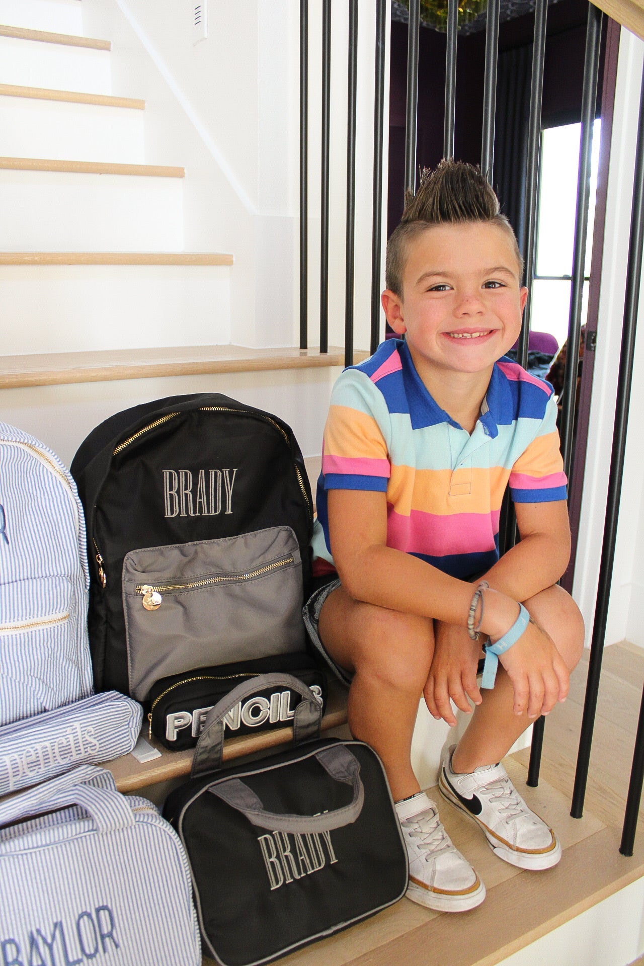 Black + Grey Colorblock Backpack PLAIN NO EMBROIDERY