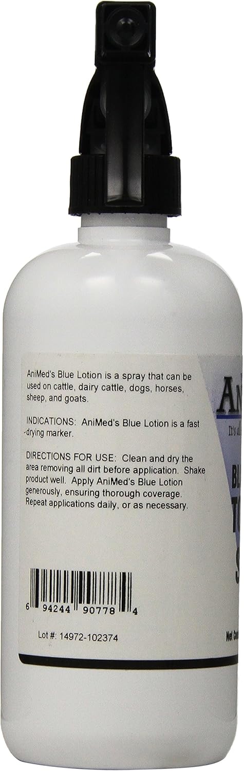AniMed Blue Lotion Spray 16 oz – Multi-Animal Skin & Coat Care – Horses, Dogs, Livestock