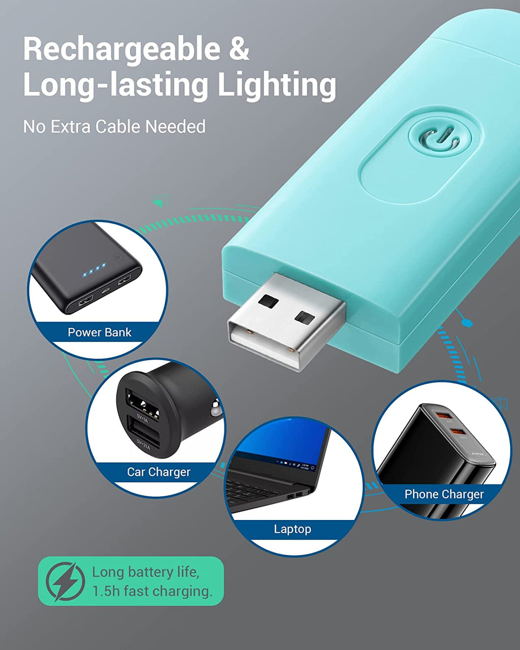 Book Reading Light with Clip, USB Rechargeble Booklight (Blue) | Brightness Adjustable, Amber & Warm White Glow, Flexible Lighting Angle, Sleep Aid Light for Kids, Bookworms, Adults