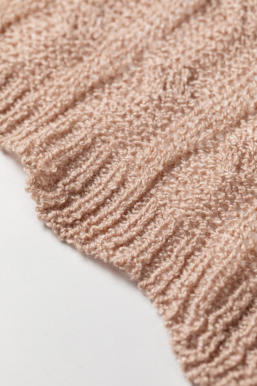 Old Rose Drop Shoulder Crochet Knit Open Front Cardigan