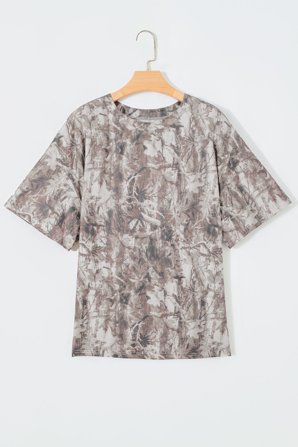 Khaki Plus Size Woodland Camouflage Print T Shirt