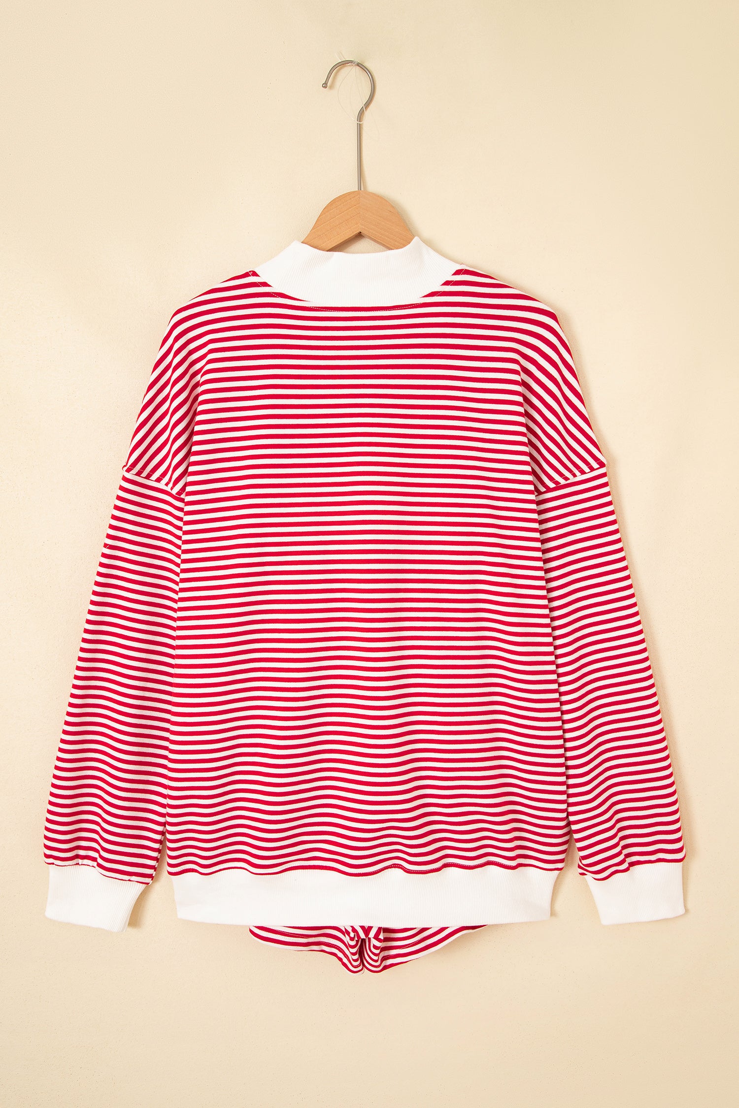 Pink Stripe Oversize Mock Neck Sweatshirt and Shorts Set