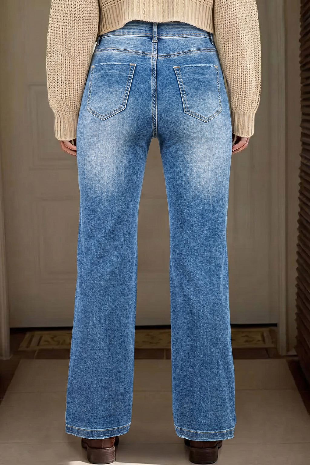 Ashleigh Blue Acid Washed Straight Leg Full Length Casual Jeans