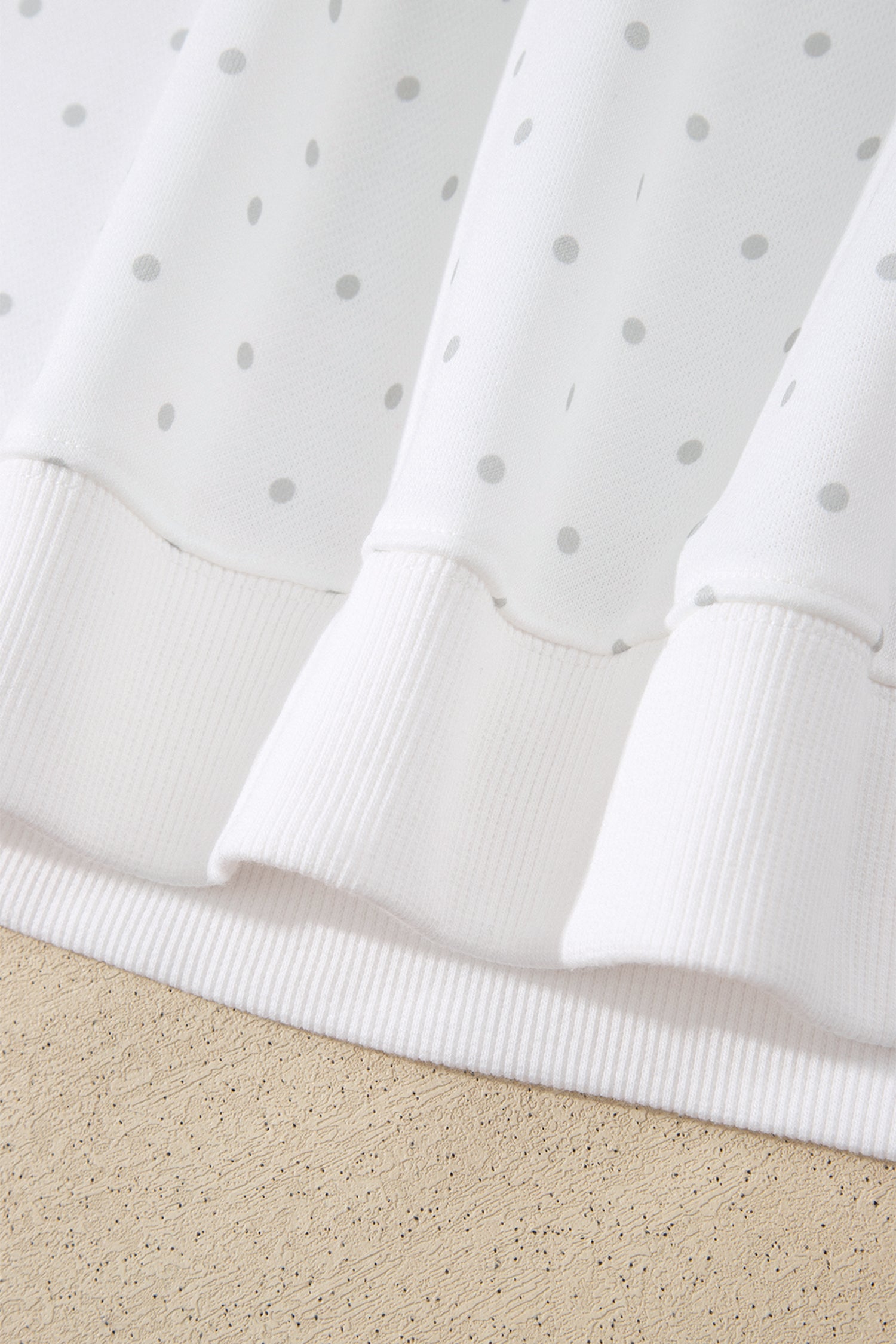 White Polka Dot Print Side Stripe Detail Casual Sweatshirt 2pcs Short Set