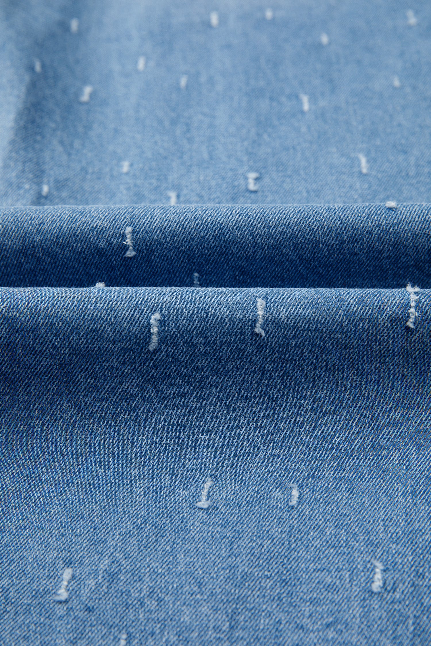 Mist Blue Distressed Detail Tummy Control Raw Hem Jeans