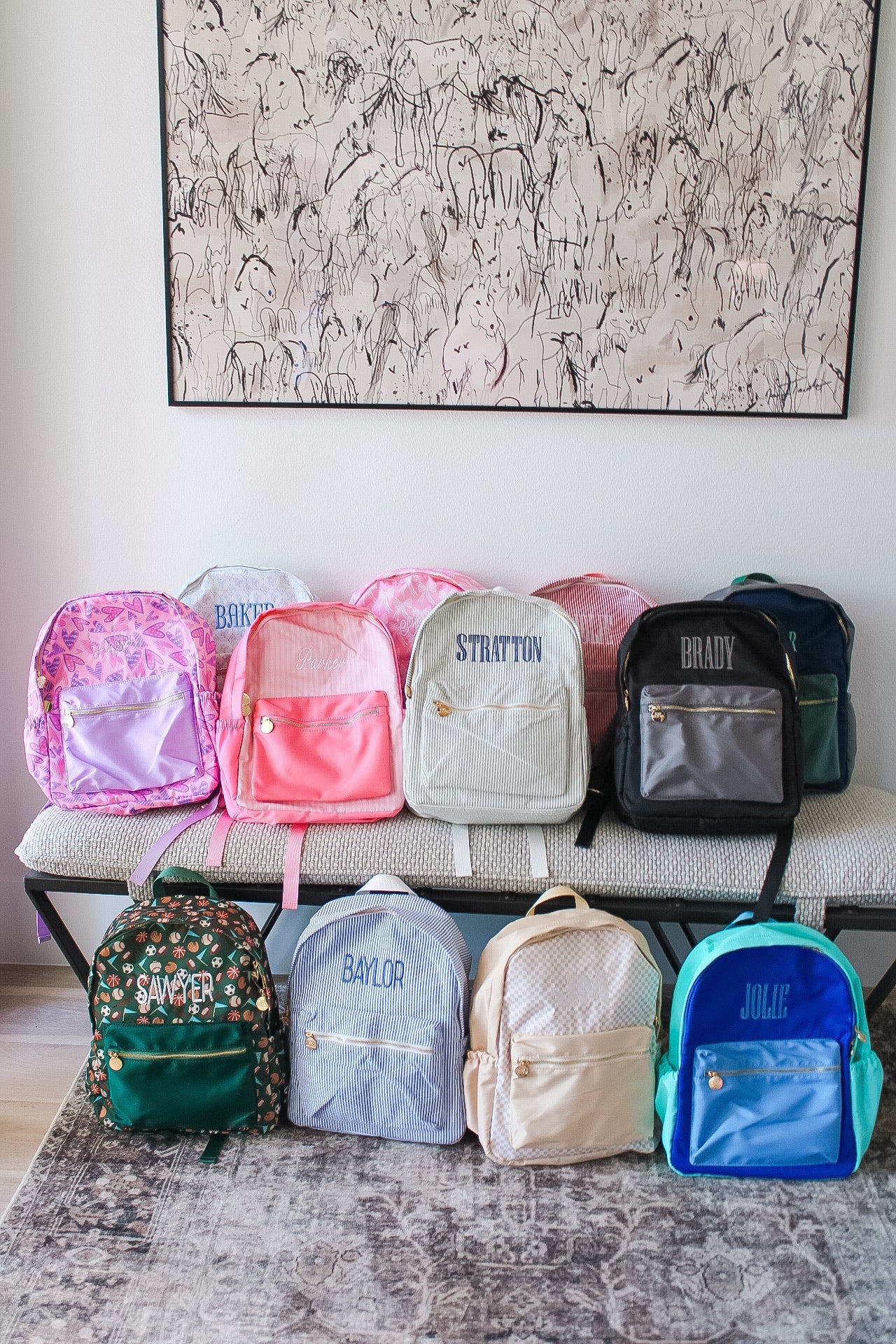 Tan Checkered Backpack -PLAIN NO EMBROIDERY