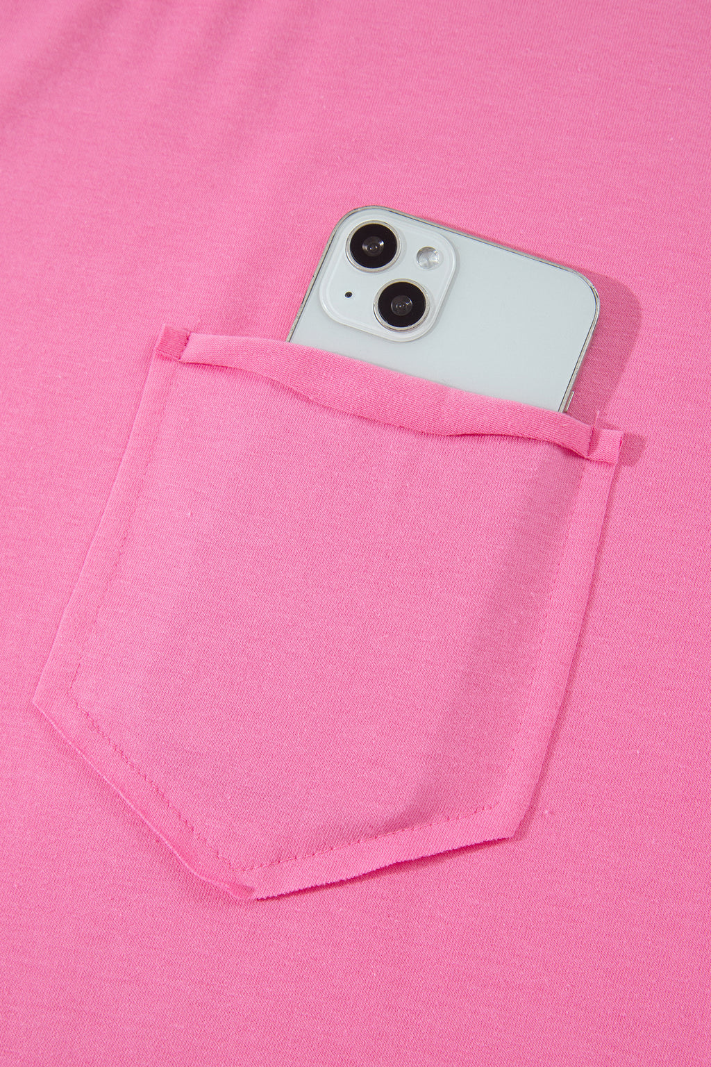 Strawberry Pink Raw Edge Patch Pocket Oversized Top and Shorts Set