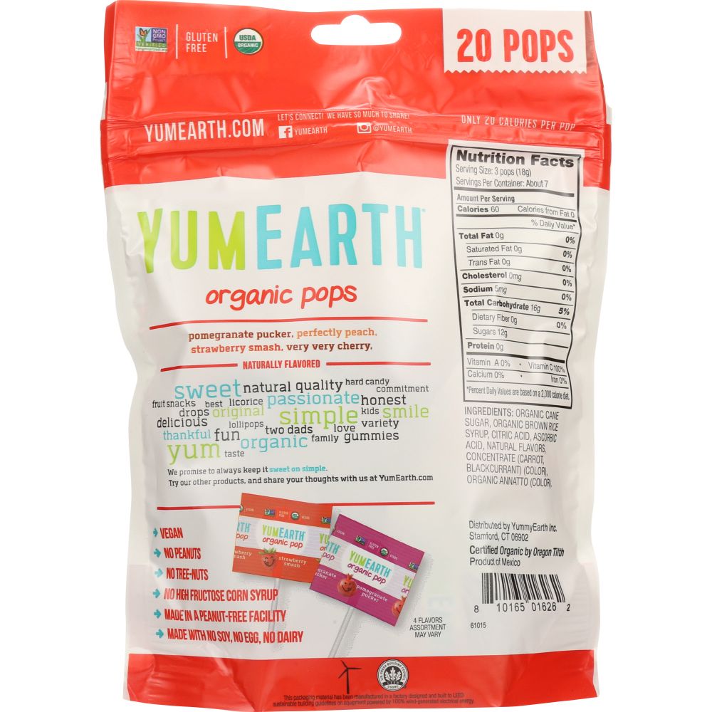 YUMEARTH ORGANICS: Assorted Organic Pops 20 Pops, 4.2 oz