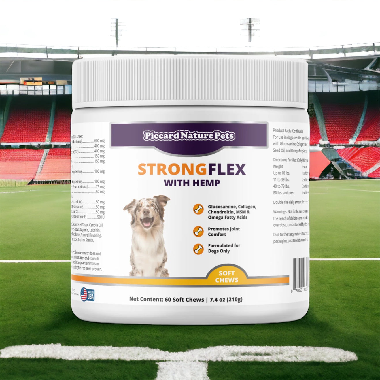 PiccardNaturePets StrongFlex Hemp Joint Support Dogs 60ct + FREE Bandana