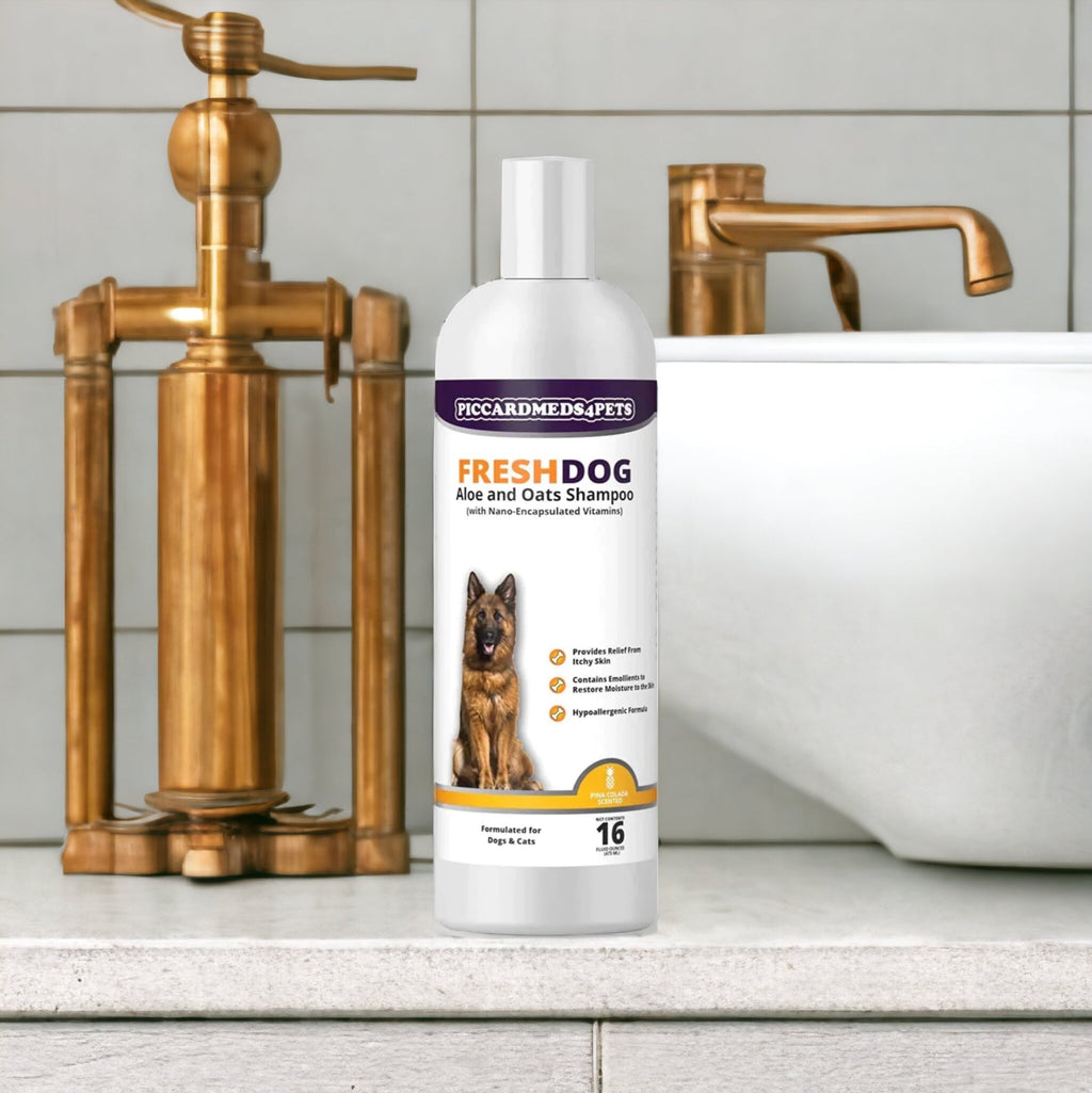 Piccardmeds4pets Fresh Dog Aloe and Oats Shinny Coat Shampoo 16 oz. + FREE Bandana!