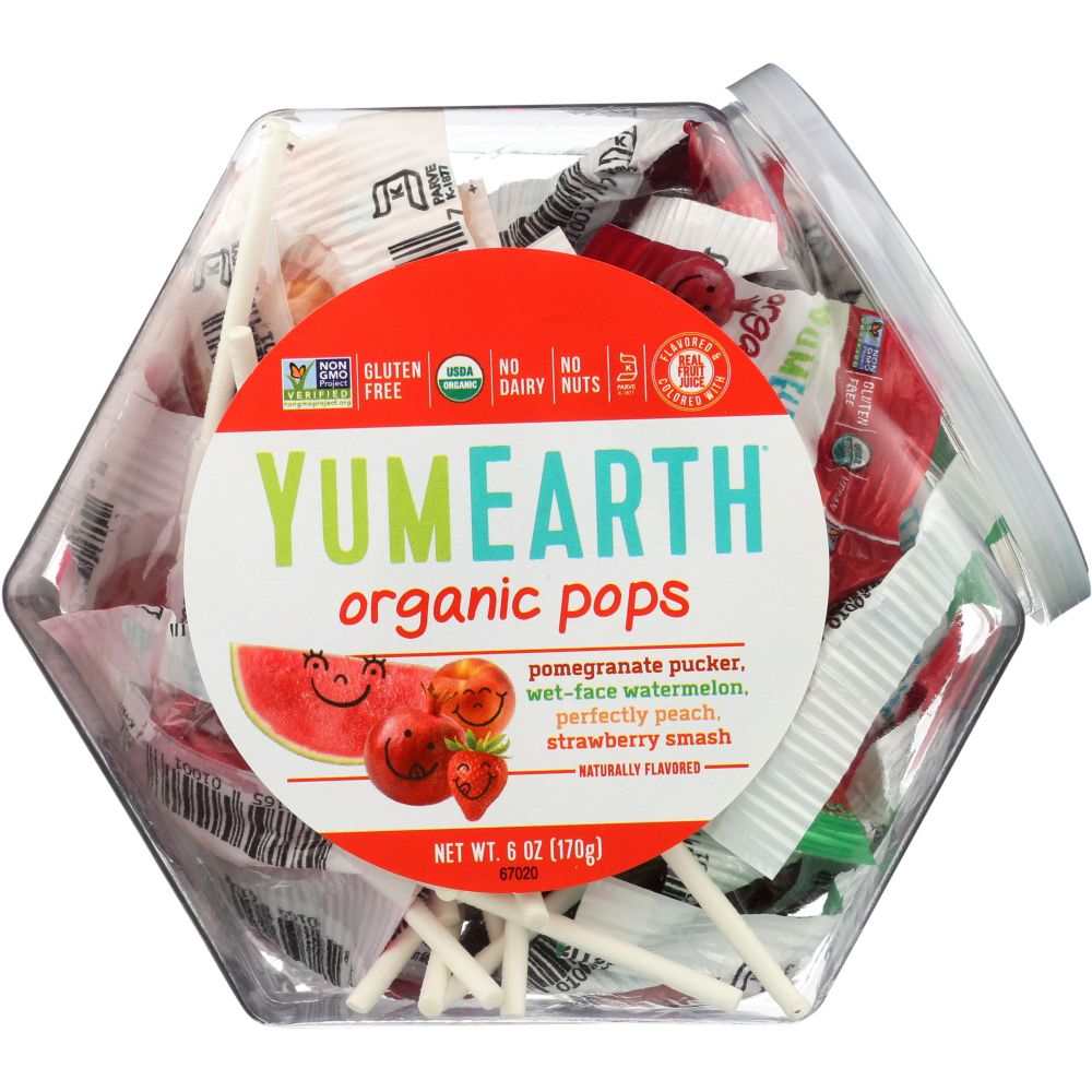 YUMMY EARTH Organic Lollipops Personal Bin Fruit Flavors, 6oz -Natural