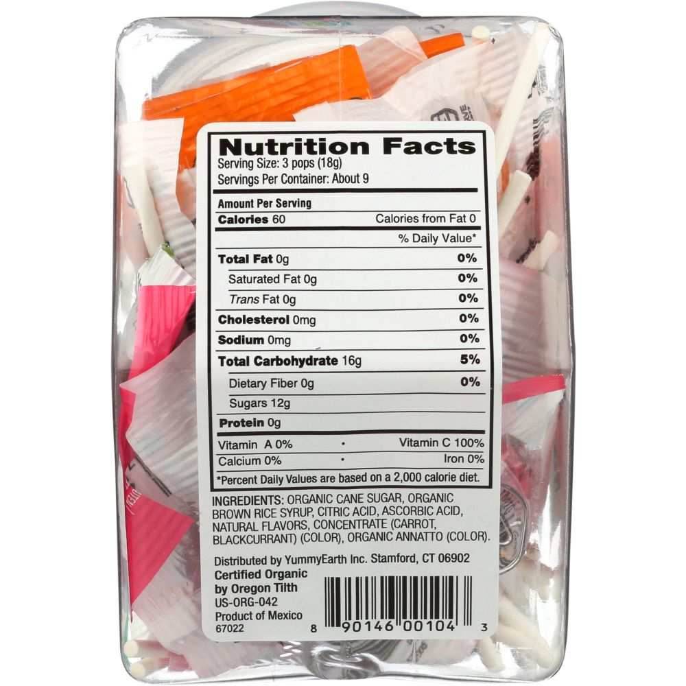 YUMMY EARTH Organic Lollipops Personal Bin Fruit Flavors, 6oz -Natural