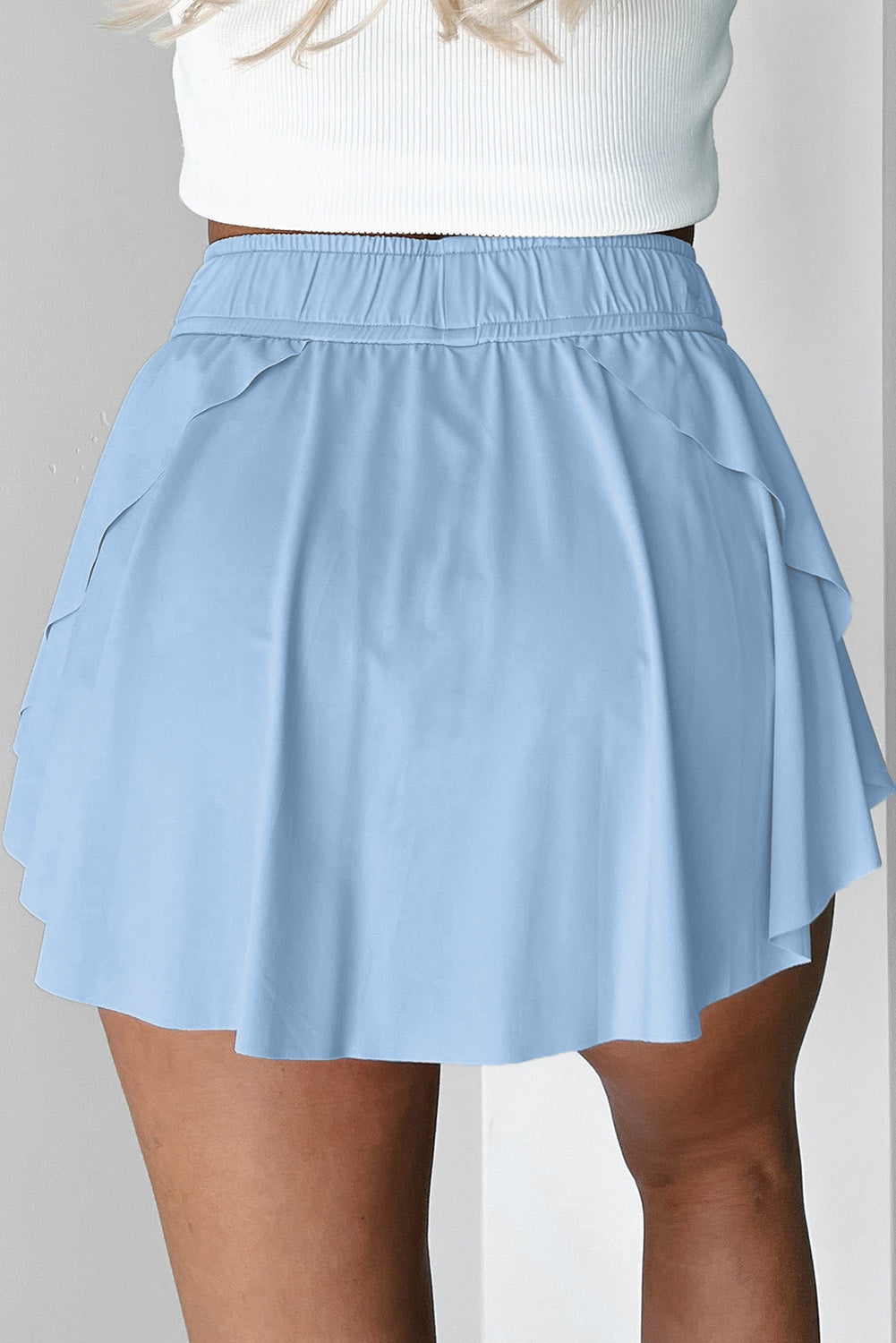 Dark Blue Drawstring Elastic Waistband Lined Tennis Skorts