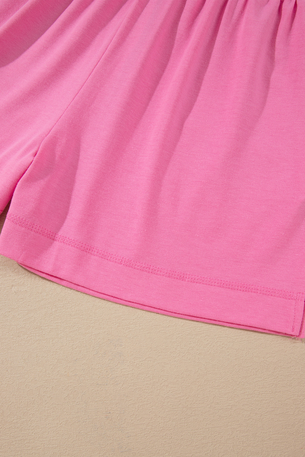 Strawberry Pink Raw Edge Patch Pocket Oversized Top and Shorts Set