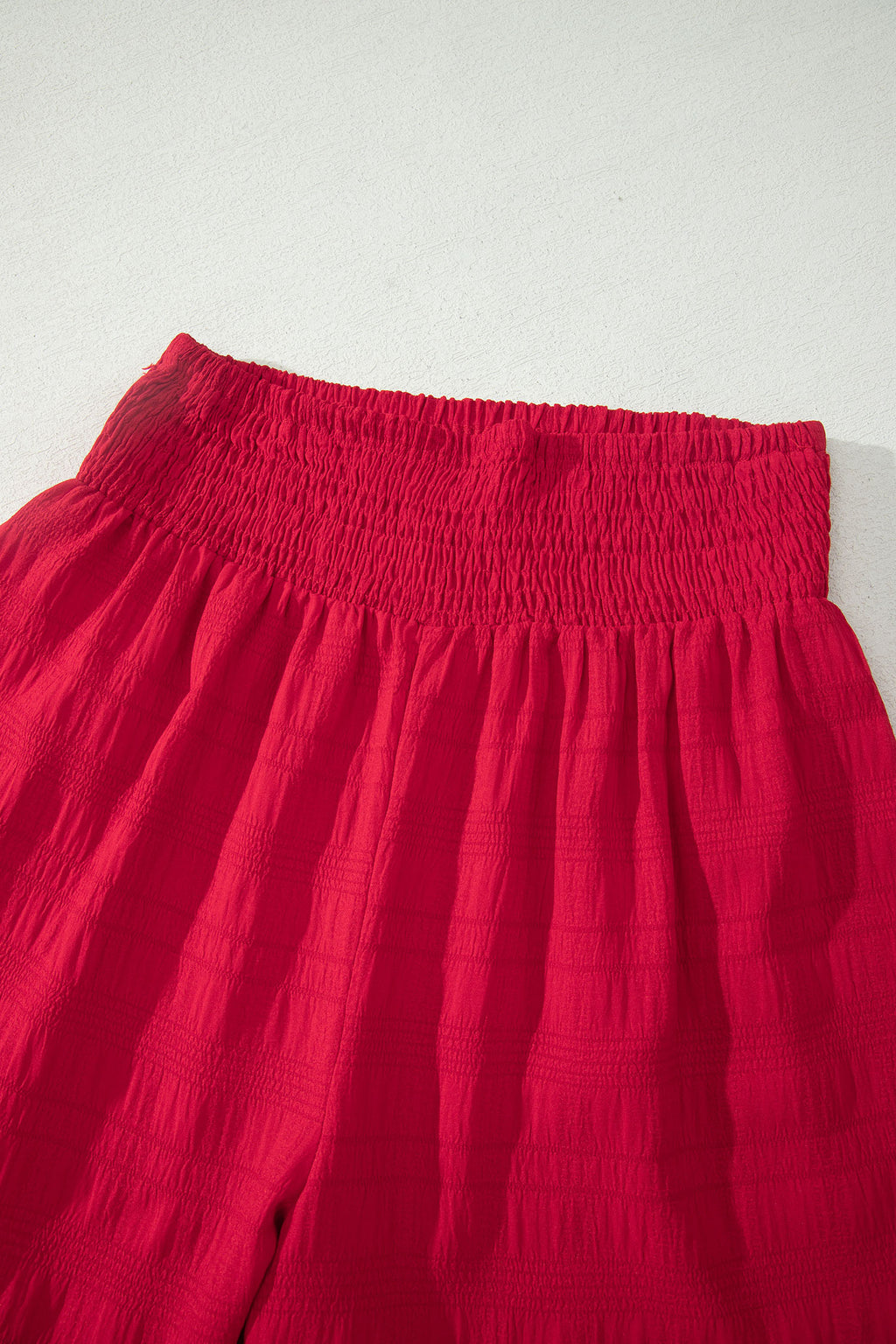 Peach Blossom Textured Square Neck Top and Shirred High Waist Shorts Set