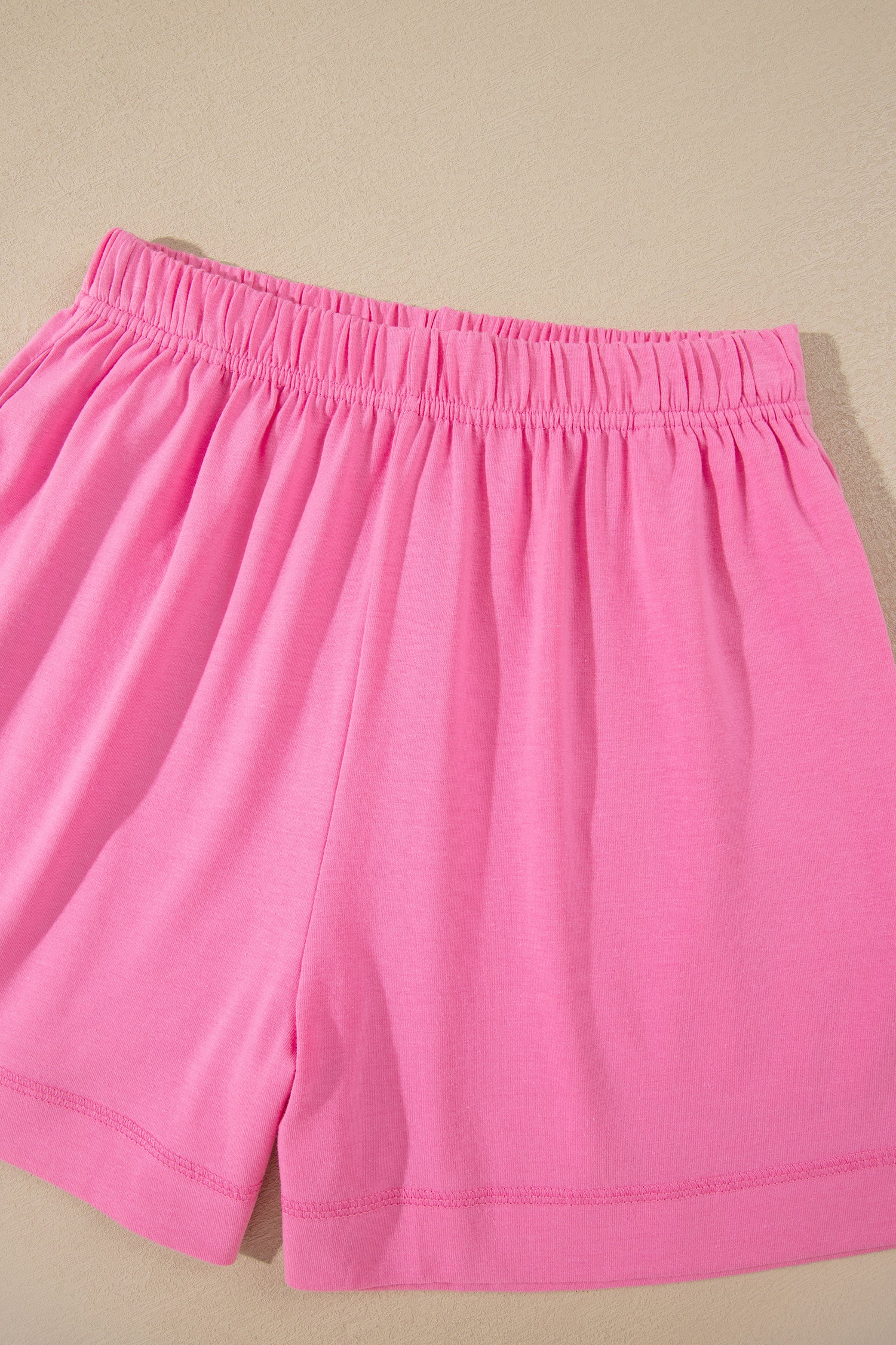 Strawberry Pink Raw Edge Patch Pocket Oversized Top and Shorts Set