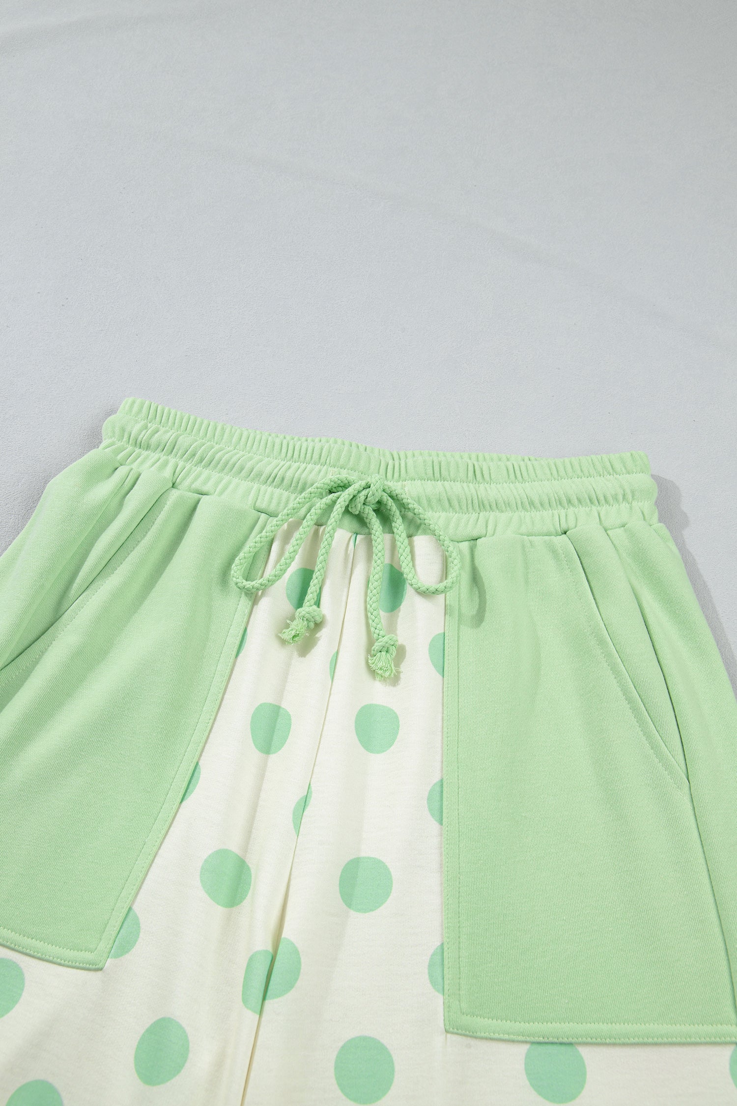 Pink Color Block Patchwork Polka Dot Wide Leg Pant Set