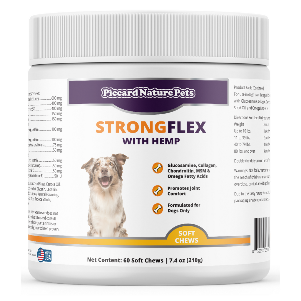 PiccardNaturePets StrongFlex Hemp Joint Support Dogs 60ct + FREE Bandana