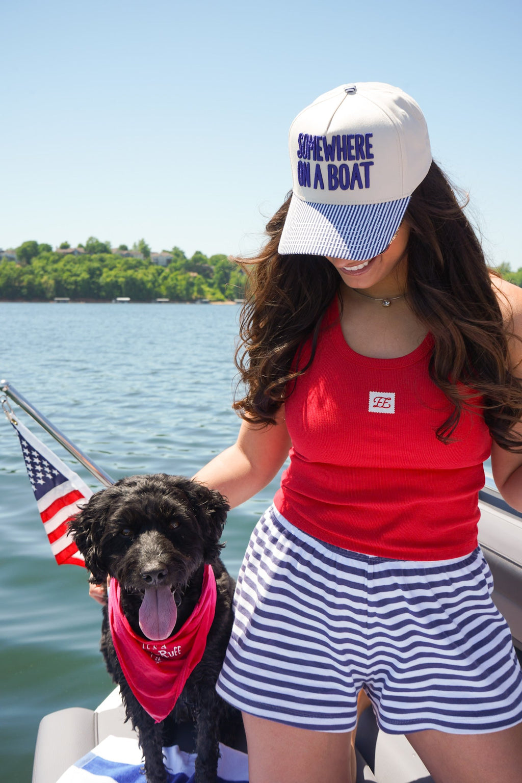 Somewhere On A Boat - Navy Stripe Trucker Hat