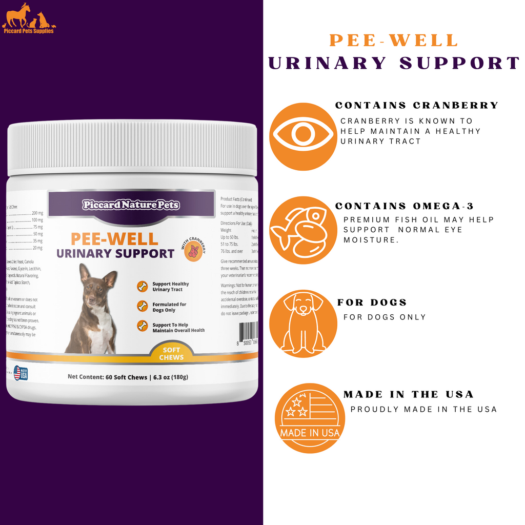 PiccardNaturePets Pee-Well Urinary Bladder Support for Dogs 60ct + FREE Bandana!