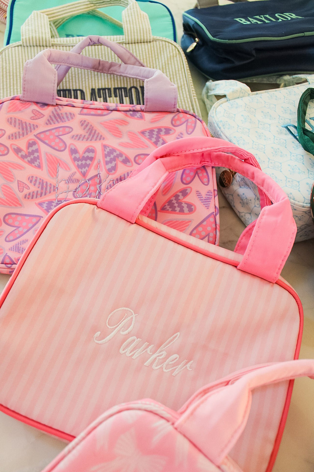 Pink Stripe Backpack -PLAIN NO EMBROIDERY