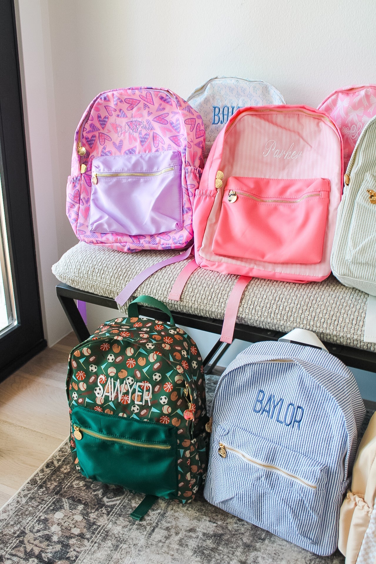 Pink Stripe Backpack -PLAIN NO EMBROIDERY