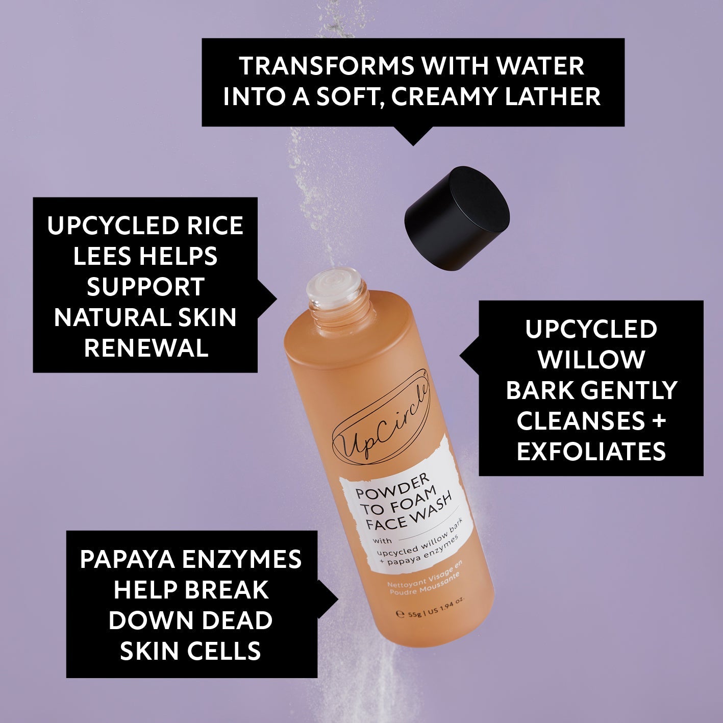 Powder To Foam Face Wash with Willow Bark + Papaya Enzymes